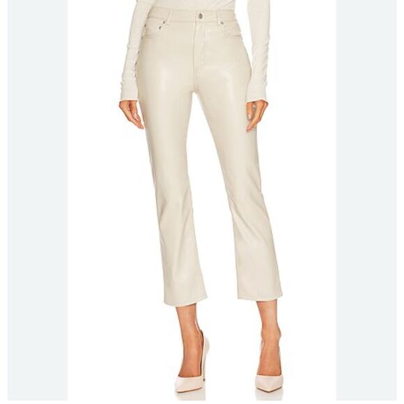 Jonathan Simkhai River High Rise Ceramic Cream Vegan Leather Pants 10 - Picture 2 of 12
